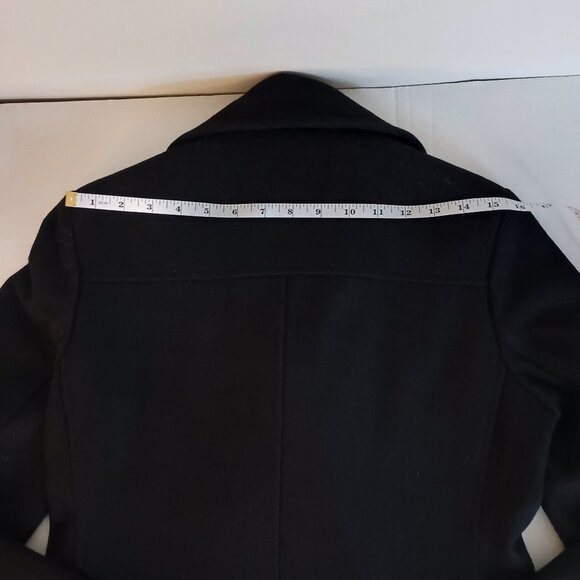 Kenneth Cole Asymmetrical Wool Blend Black Double Breasted Pea Coat Womens Small - Picture 11 of 16